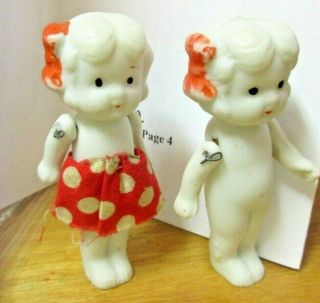 2 Vintage Ceramic Bisque Frozen Charlotte Girl Doll S Japan Penny Toys Novelty