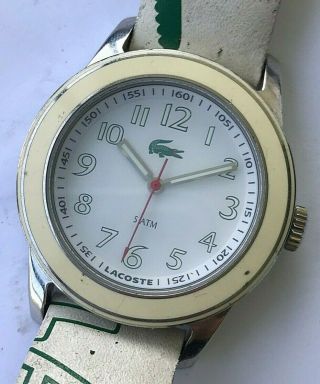 Vintage Lacoste Mens Quartz Stainless Steel Mens Watch With Red Seconds Hand