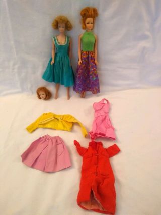 Vintage Barbie Midge Doll & Barbie Twist N Turn Barbie Remco Judy Clothes