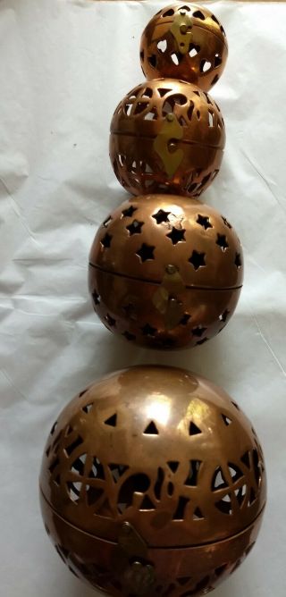 Vintage Solid Copper Nesting Balls made in India 3