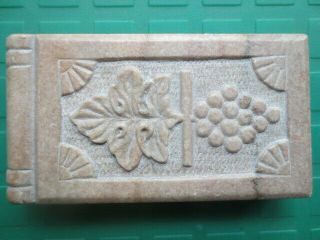 Folk Art Carved Stone Book Paperweight 1882