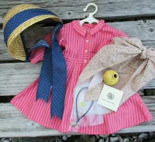 American Girl Addy Doll Clothes & Accessories Dress Hat Kerchief Necklace Dime,