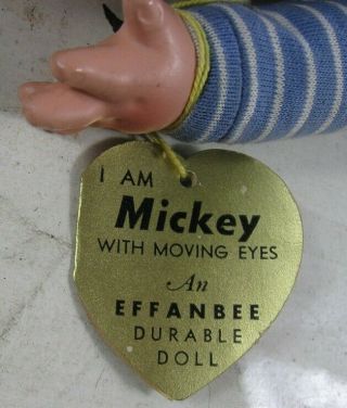 Vintage 1930 ' s Composition F & B Effanbee Cute Mickey Boy Doll 14” 4