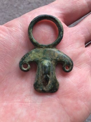 Metal Detecting Finds Roman Bronze Phallic Pendant 2nd C A.  D