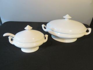 Antique Covered Tureen W/ladle & Server Bowl - Henry Alcock - Imperial Ironstone