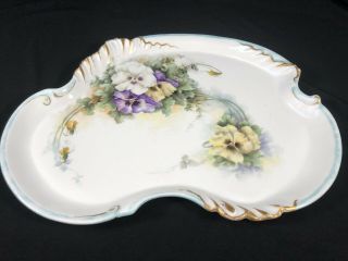Wg & Co William Guerin Antique Limoges France Pansies Platter Dresser Tray 12.  5 "