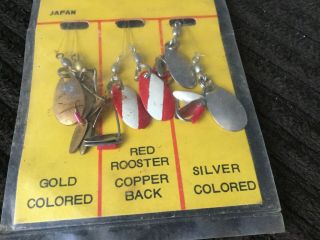 1956 Ideal Black Cat Fishing Snelled Lures / Hooks Display With Hooks