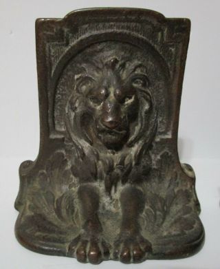 Antique Cast Iron Metal Lion Bookends 2