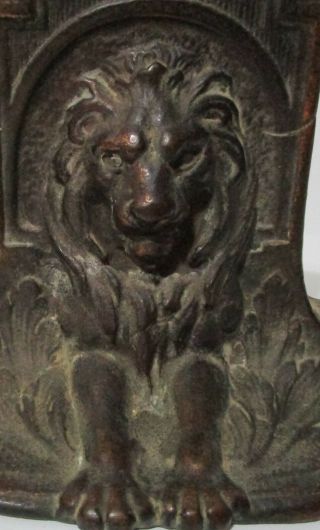 Antique Cast Iron Metal Lion Bookends 4