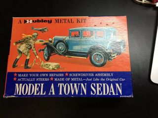 Vintage Hubley Metal Car Building Kit Model A Town Sedan Box