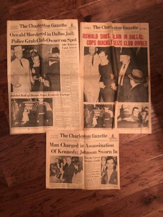 Lee Harvey Oswald Shot Vintage Charleston Wv Newspaper 11/25/63 Jack Ruby Jfk