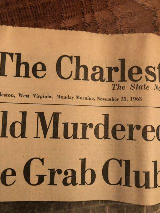 Lee Harvey Oswald Shot Vintage Charleston WV Newspaper 11/25/63 Jack Ruby JFK 4
