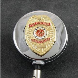 Volunteer Firefighter Fireman Retractable Security Id Card Badge Holder Reel