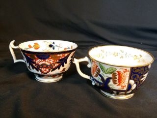 Antique Royal Crown Derby Bone China Imari Tea Cups England C.  1782