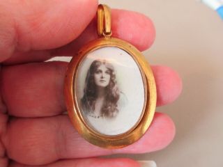 Antique Vintage Rose Gold Filled Edwardian Photo Locket Fob Charm Pendant Old