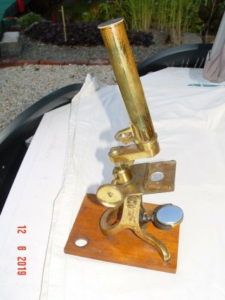 Antique Cased Brass Microscope Plus 43 Slides Etc