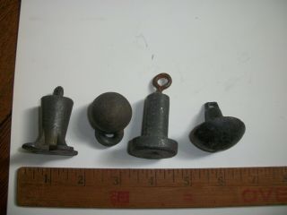 ANTIQUE LEAD 4 DIFFERENT STYLES OF WOOD DUCK DECOY WEIGHTS ANCHORS 2