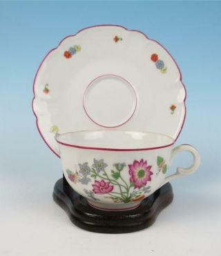Haviland Limoges Mma Meissen Flowers Insects Porcelain Cup & Saucer Red Museum