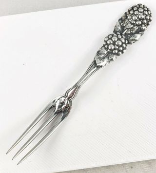 Rare Antique 1800s Tiffany & Co Sterling Silver Cocktail Fork Blackberry Pattern