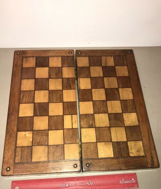 Antique Handmade Wood Game Board Chess Checkers Backgammon Primitive