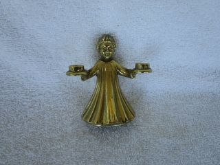 Solid Brass Lady Design Bell/candle Holder Combo Item Made In India