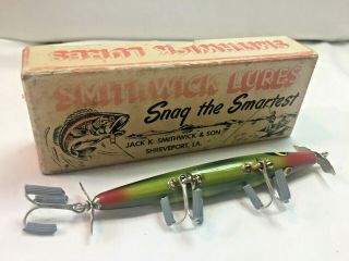 Vintage Smithwick Wood Devils Horse Frog Spot Fishing Lure W/ Box Ex.  Cond.