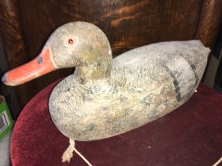 Antique Duck Decoy Vintage Old Wooden Early Merganser Or Mallard Decoy