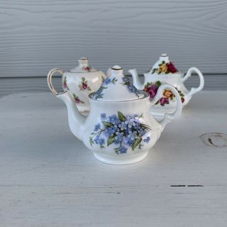 3 Mini Vintage Sadler Crown Victorian Staffordshire Child Tea Party Teapots