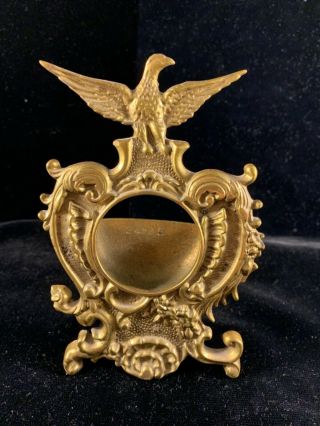 Antique Brass Pocket Watch Holder With Eagle Finial