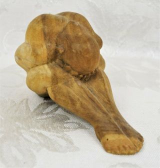 Vintage Wood Carved Sculpture Statue Of Male Figure Wrestler In Anguish