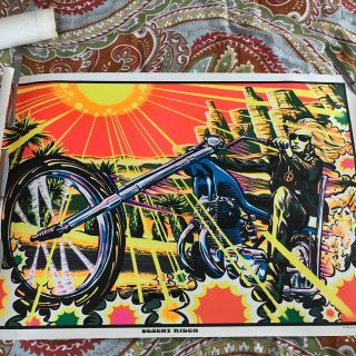 Desert Rider Vintage Black Light Poster