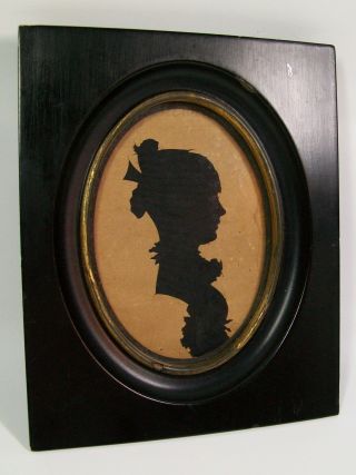 Antique 18th Century Silhouette Lady Cloth Background Identified [8166]
