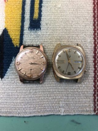 Vintage Gold Filled Bulova Accutron & Flica Mens Wrist Watches For Repair