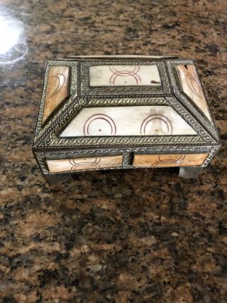 Decorative Moroccan Tin Hinged Box Chest Small Metal