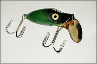 Very Tough Hex Bait Co Actionette Lure Green,  Silver Scales Ont 1950s