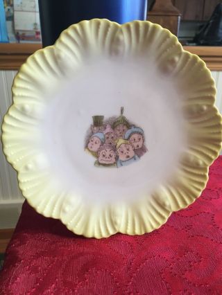 Antique Vintage Palmer Cox Brownies Porcelain Plate 7 Brownie Characters 7.  25”