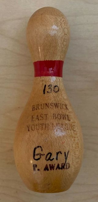 Wood Bowling Pin Trophy Vintage Brunswick 70s Award Rare