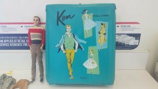1961 Ken Doll With Case And Clothes Barbie Vintage