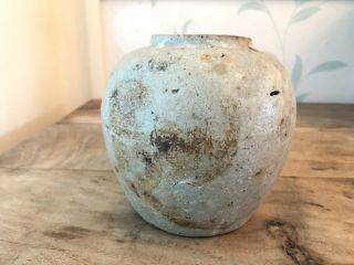 Archaic 17thc Chinese Ming Korean Joseon Dynasty Stoneware Ginger Jar Cargo Jar