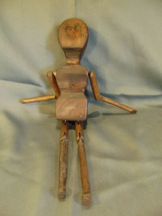 Antique Hand Crafted Wood Doll Moveable Arms Legs Female Figure Make Toy Doll