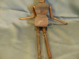 Antique hand crafted wood doll moveable arms legs female figure make toy doll 3