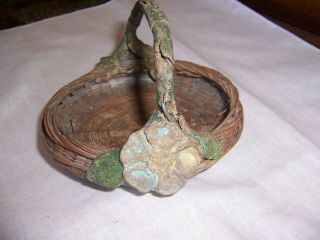 Antique Barbola Child ' s Basket Flower Girl Wedding Bridal Gesso Ring Bearer 2