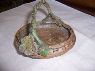 Antique Barbola Child ' s Basket Flower Girl Wedding Bridal Gesso Ring Bearer 3