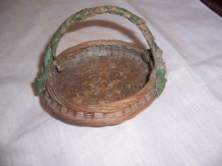 Antique Barbola Child ' s Basket Flower Girl Wedding Bridal Gesso Ring Bearer 4