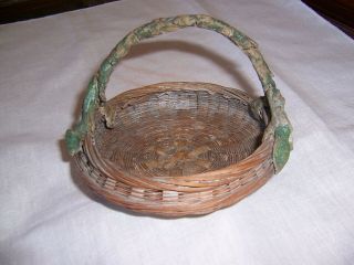Antique Barbola Child ' s Basket Flower Girl Wedding Bridal Gesso Ring Bearer 5