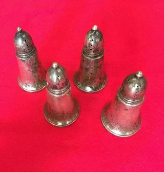 Old Crown Weighted Sterling Silver Salt Pepper Shakers 4 Piece Set.  925