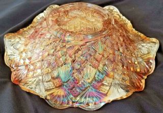 RADIUM FINISH Antique Carnival Glass Marigold NESTING SWAN Ruffled Bowl NR 7