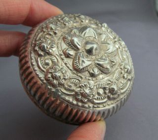 Antique Vintage Art Deco Sterling Flower Trinket Pill Jewelry Box Container 45g