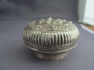 ANTIQUE VINTAGE ART DECO STERLING FLOWER TRINKET PILL JEWELRY BOX CONTAINER 45g 4
