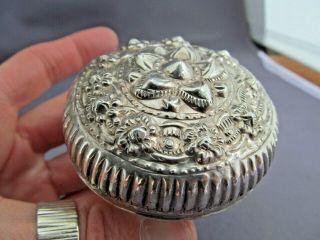 ANTIQUE VINTAGE ART DECO STERLING FLOWER TRINKET PILL JEWELRY BOX CONTAINER 45g 6